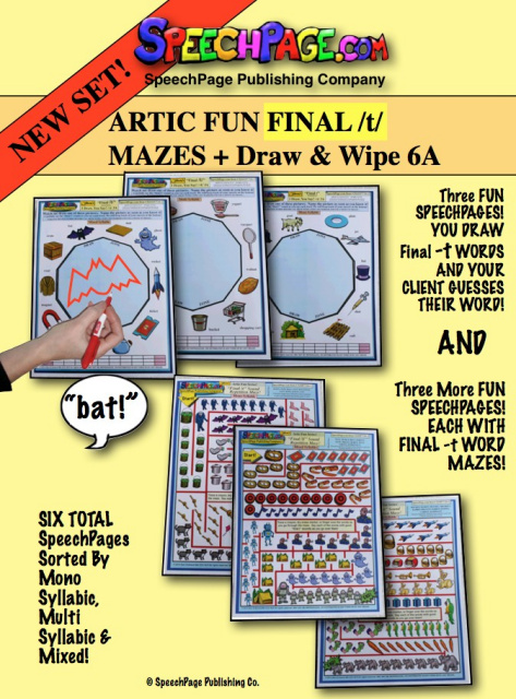 ARTIC FUN Final T WORDS! 3 MAZES + 3 Draw & TALK & Wipe  6A